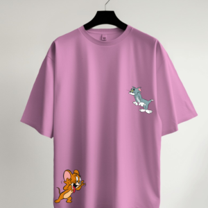 oversized t-shirt winter look with tom and jerry print